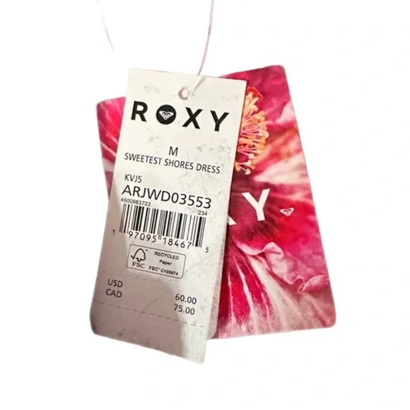 ROXY ~ Women’s Hawaiian Floral Dress or Cover-Up Elastic Stretch size M - Picture 6 of 9